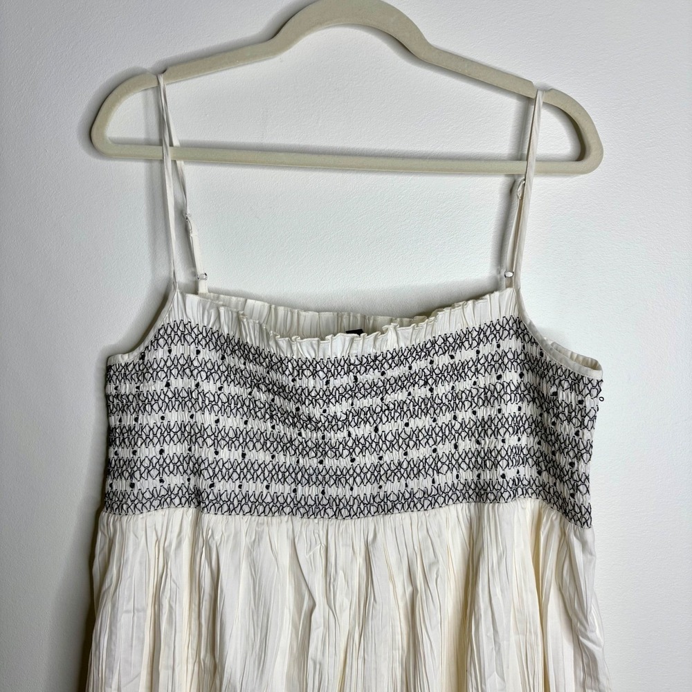 J.Crew Catania Cotton Smocked Maxi Dress XL White Blue Summer Vacation Easy NWT - Picture 7 of 14